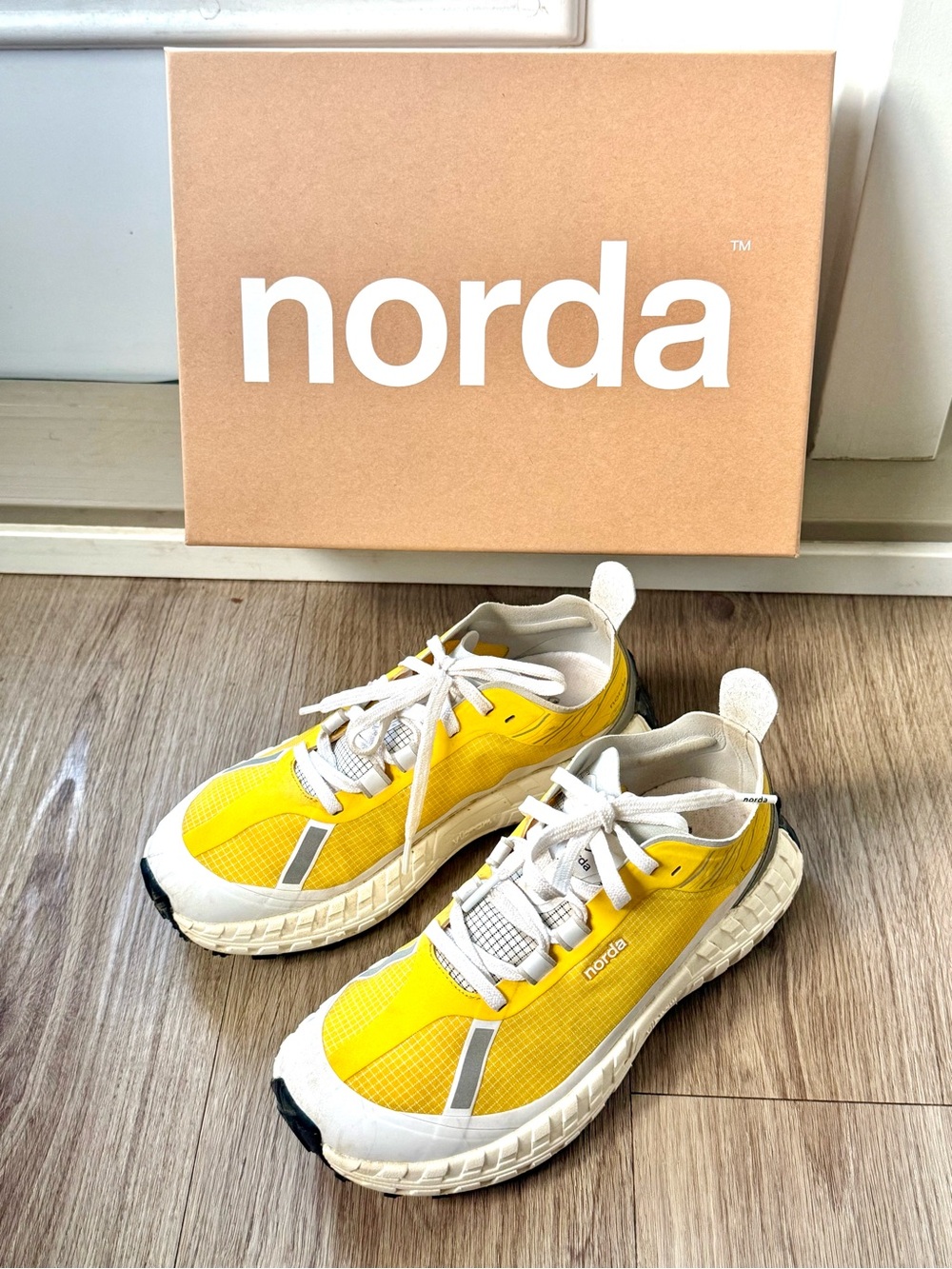 NORDA 001 Parhelion Women's Yellow and White Sneakers Trail Runners